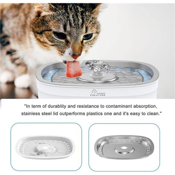 Cat Fountain Stainless Steel, 84oz/2.5L Automatic Pet Fountain with Water Level - Picture 4 of 6